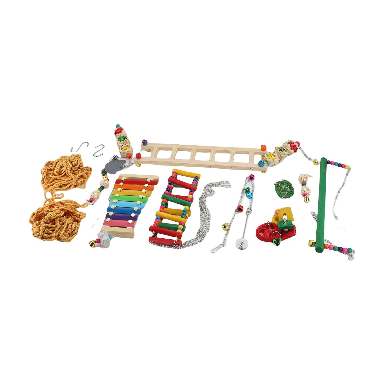 

12PCS Chicken Toys for Coop Xylophone Swing Set Mirror Pendant Toy String Bag Hens Accessories