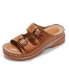 Women Closed Toe Summer Shoes 2025 New Comfort Double Buckle Wedge Ladies Sandals Plus Size Platform Casual Slippers Women