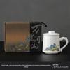 Jade White Porcelain Tea Cup with Water Separator - Large Capacity, Personal Use, High-End Office Mug for Tea Brewing