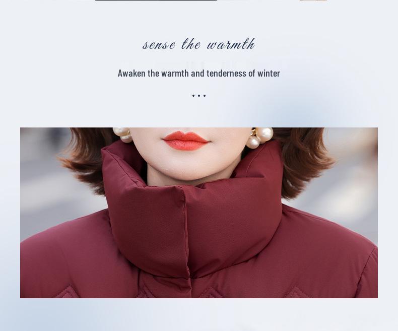 Women's Winter Cotton Jacket for Ages 40-60: Stand Collar, Short Style, Thickened for Warmth
