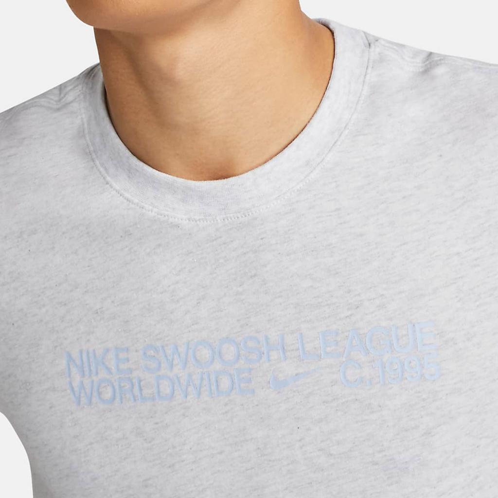Nike Solid Color Logo Graphic Print Crew Neck Casual Short Sleeve T-Shirt Men Tops Light-Grey DM6410-051