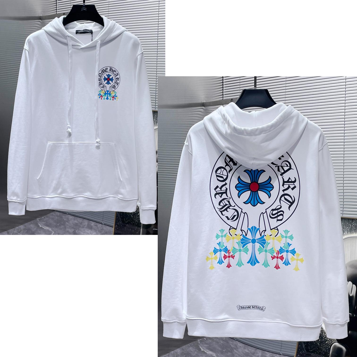 

8629 CHROME HEARTS 2025 Нова Весна та Осінь Батал Тонкий Стиль Класичний Стиль Логотип Худі для Пар M білий