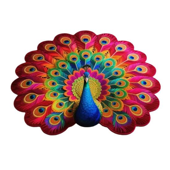 

Floor Mat 3D Peacock Print Soft Non-Slip Decorative Rug Home Living Room Bedroom Doorway Easy Clean Carpet 50cm