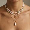 Boho Starfish Shell Rice Beads Clavicle Necklace for Women Luxury Imitation Pearl Conch Sun Layered Chain Party Jewelry Gift