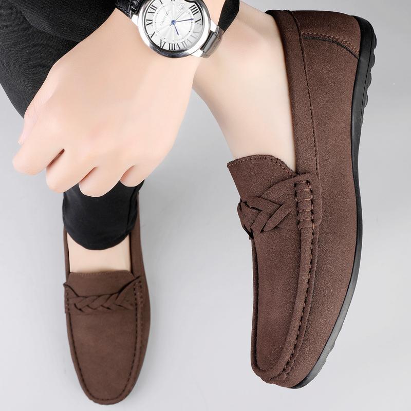 Fashion Fashionable and Casual Lazy Bean Shoes Brand Flat and Comfortable Business Office Commuting Shoes Quality Men's Leather Loafers