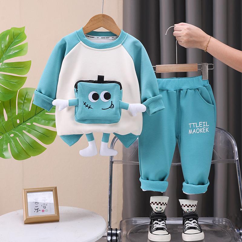 

Комплект из 2 предметов с длинным рукавом для мальчиков 0-5 лет, Детский мультяшный худи с карманом, Высококачественная одежда для мальчиков M