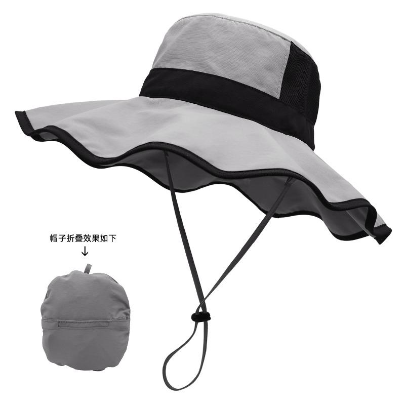 Hat women's summer sun protection visor sun hat outdoors cycling big eaves hat bucket hat neck protector folding hat