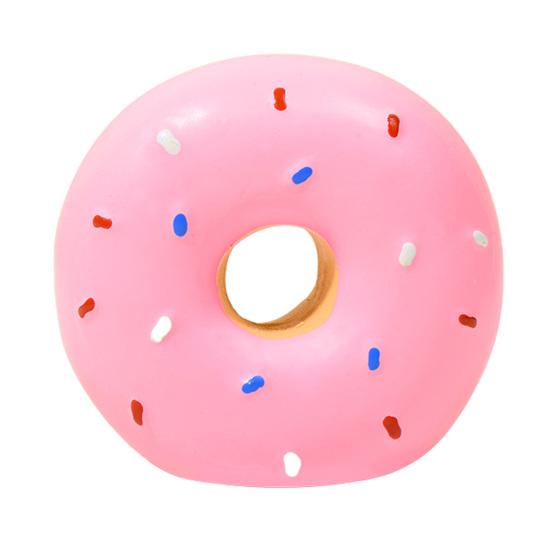 Пончик Игрушка для Собак Пищащая Латексный Пончик Игрушка-Жевалка для Собак Интерактивная Игрушка для Дрессировки Собак для Игры на Улице Апорт Чистка Зубов розовый