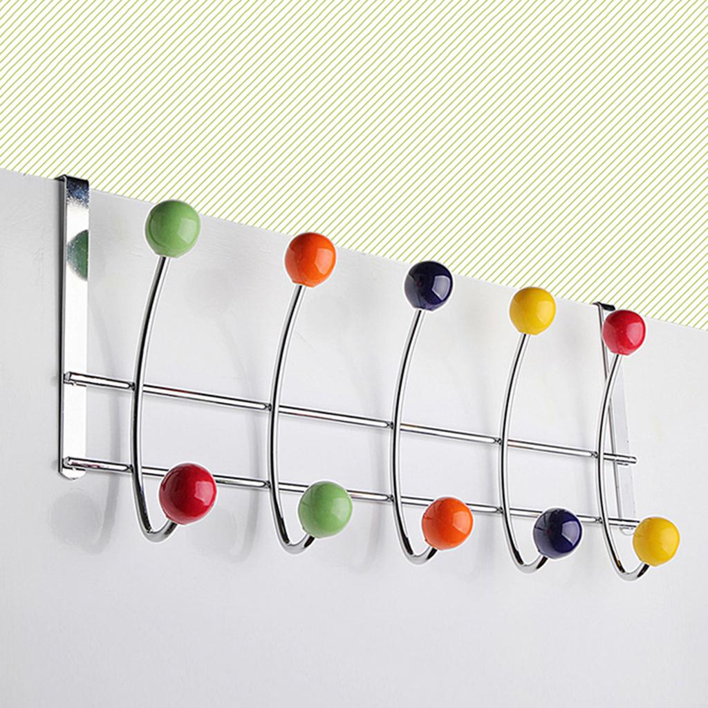 Door-Back Colored Bead Metal Hook Novel Coat and Hat Storage Rack Behind Door Punching-Free Decorative Clothes Hanger