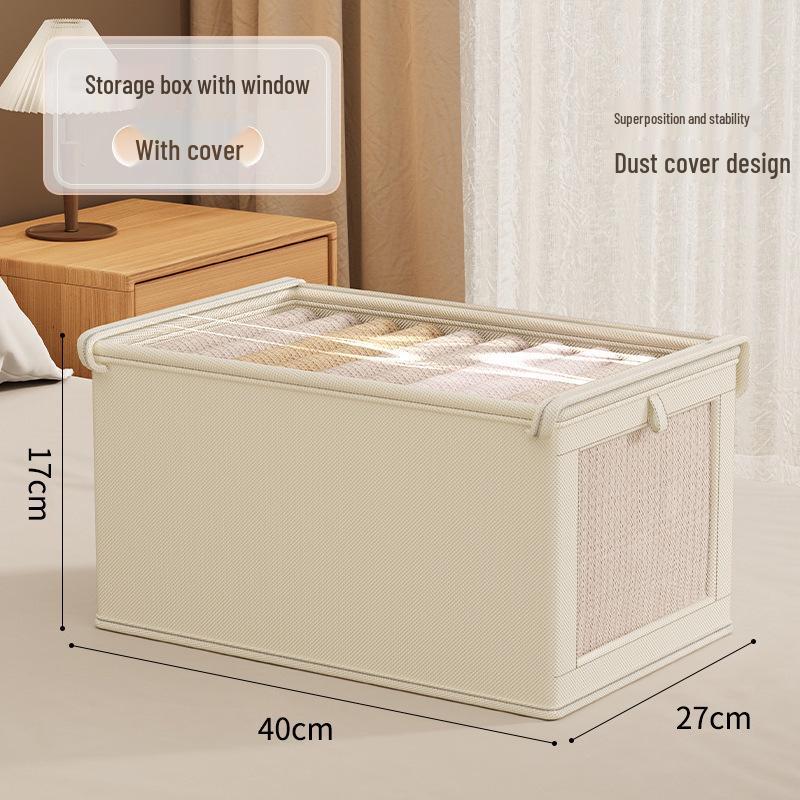 Foldable Dustproof Fabric Storage Box for Clothes & Pants - Large Capacity, Visible Organizer for Home & Dorm Wardrobes