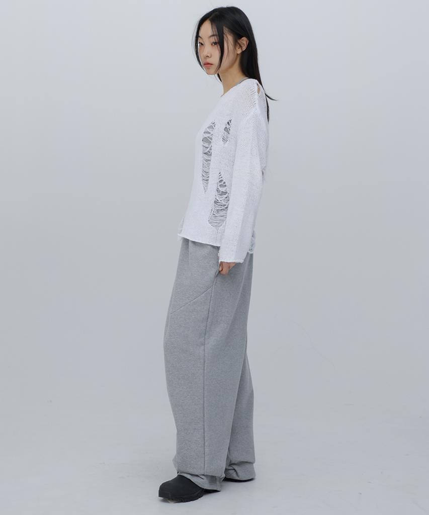 CHICKS Back Logo Embroidered Balloon Pants Melange