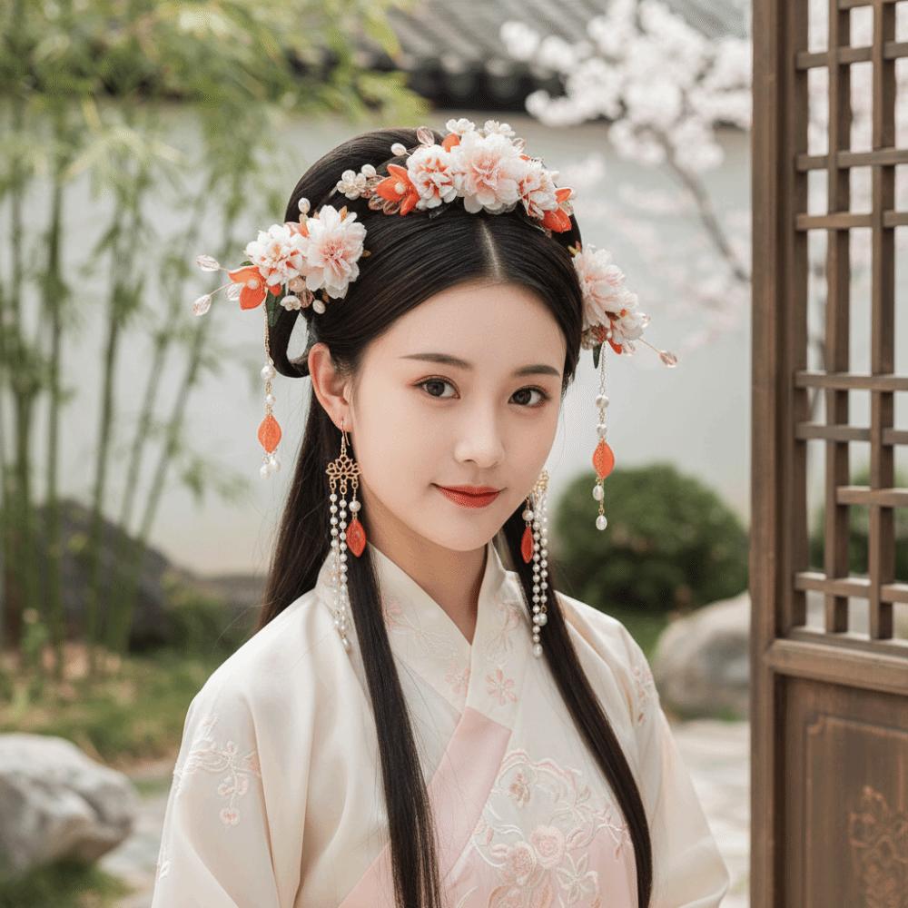 Earring Hanfu Hair Stick Tassel Flower Hair Comb Chinese Style Hairpin Set  Girl Hair Accessories