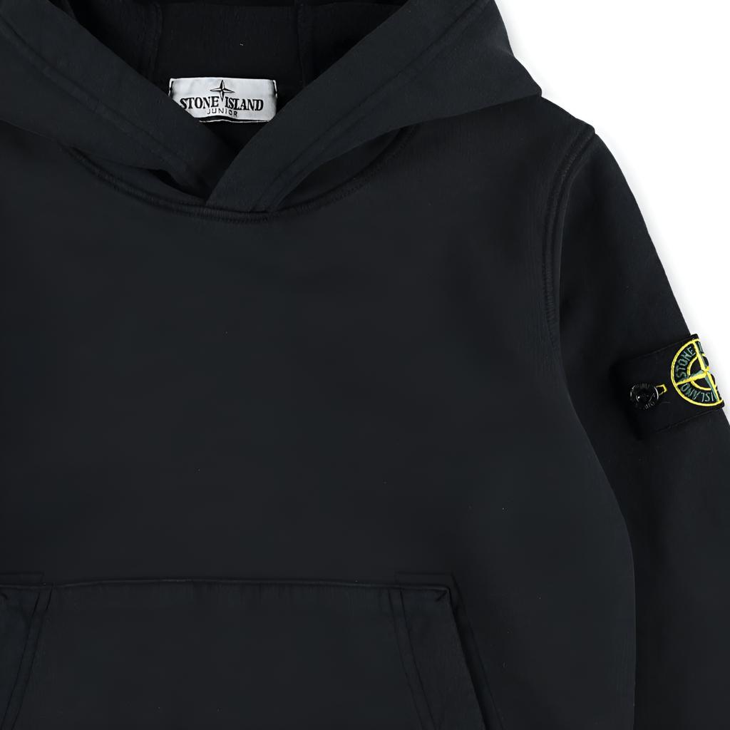 STONE ISLAND Bluza Jednolity Kolor Dopasowana Długi Rękaw Dziecięce Bluzki Czarne 811661620-V0029