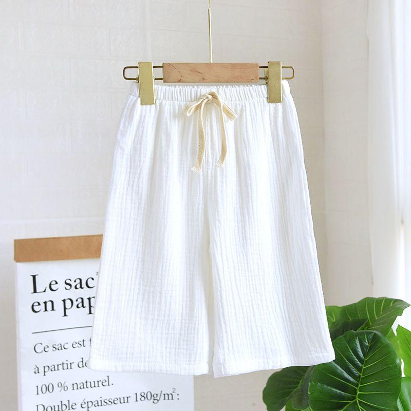 New Double-layer Cotton Gauze Wide Leg Pants for Boys Summer Thin Straight Leg Pants Mosquito Proof