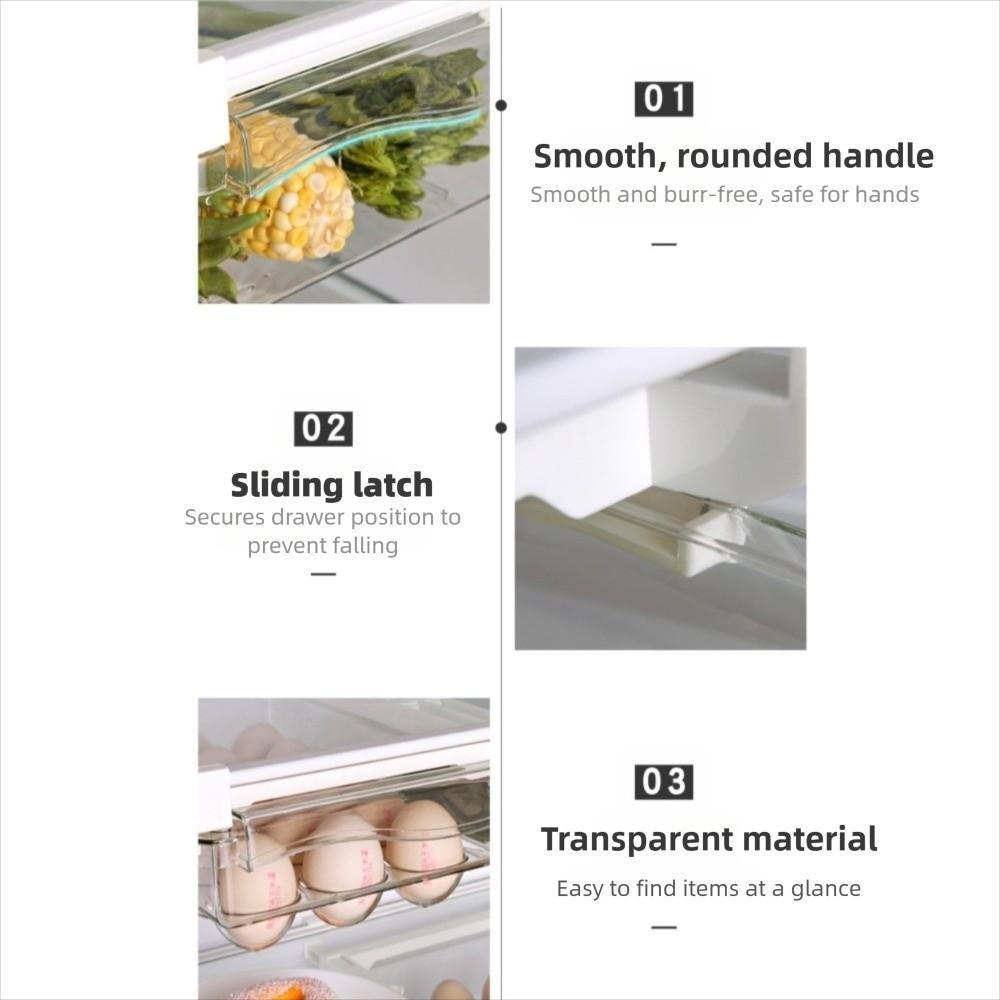 Transparent Food Storage Box Fresh Keeping Slide Drawer Style Box Rack  Kitchen Organizer