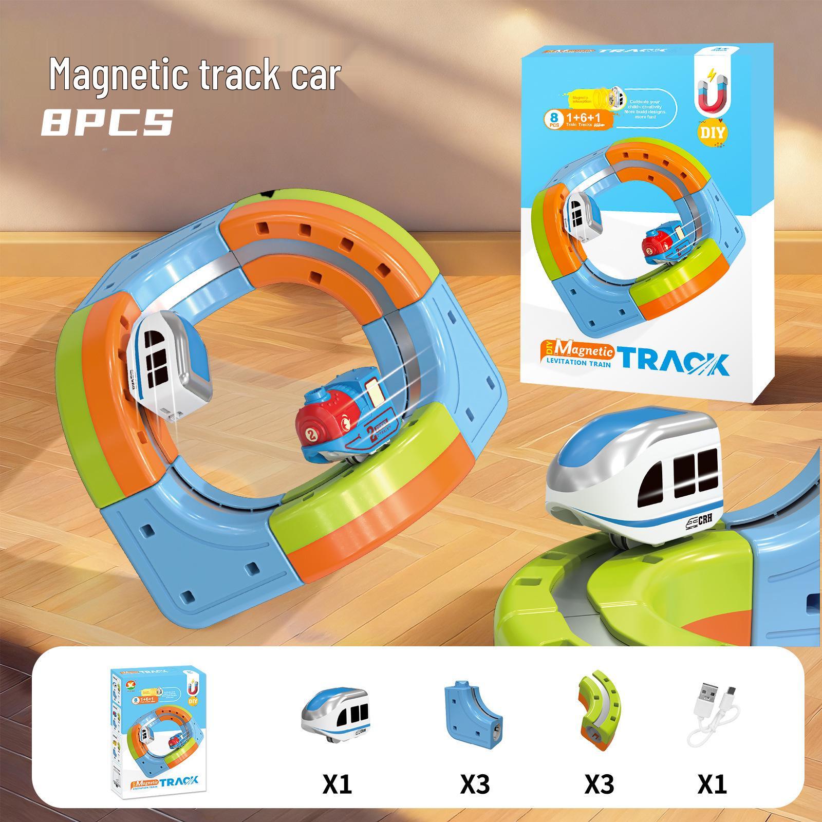 Children s Electric Train Magic Track Cube DIY Assembly Toy Set