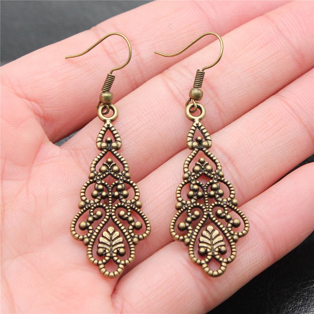 38 Styles Women Ethnic Style Jewelry Earrings Bohemia Carved Round Oval Waterdrop Flower Pattern Dangle Earrings Drop Earrings