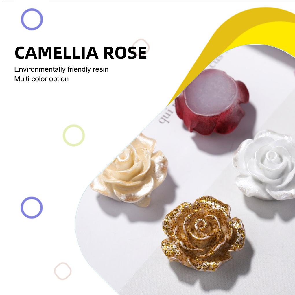 Fake Rose Flower Pretty Hairpin Decoration Blooming Resin Camellia for Mobile Phone Shell DIY Scrapbook Case Bags Hairwear Decor