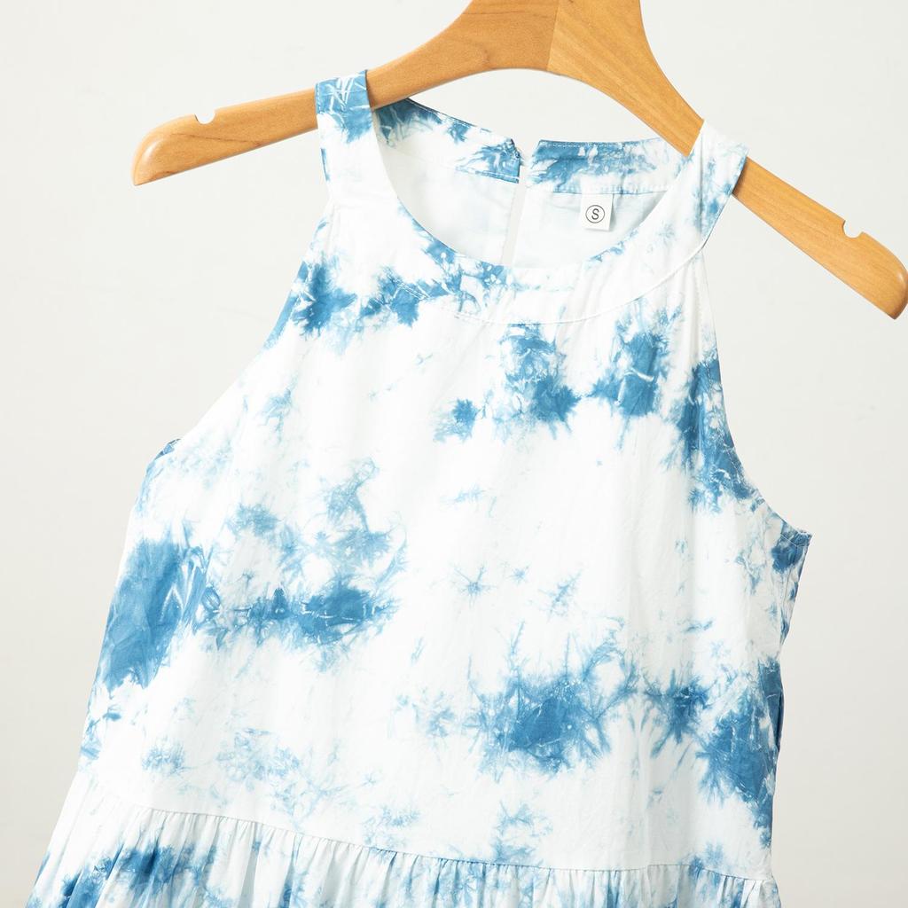 Yunnan Handmade Tie-Dye French Halter Tank Dress - Versatile Summer Style for Women