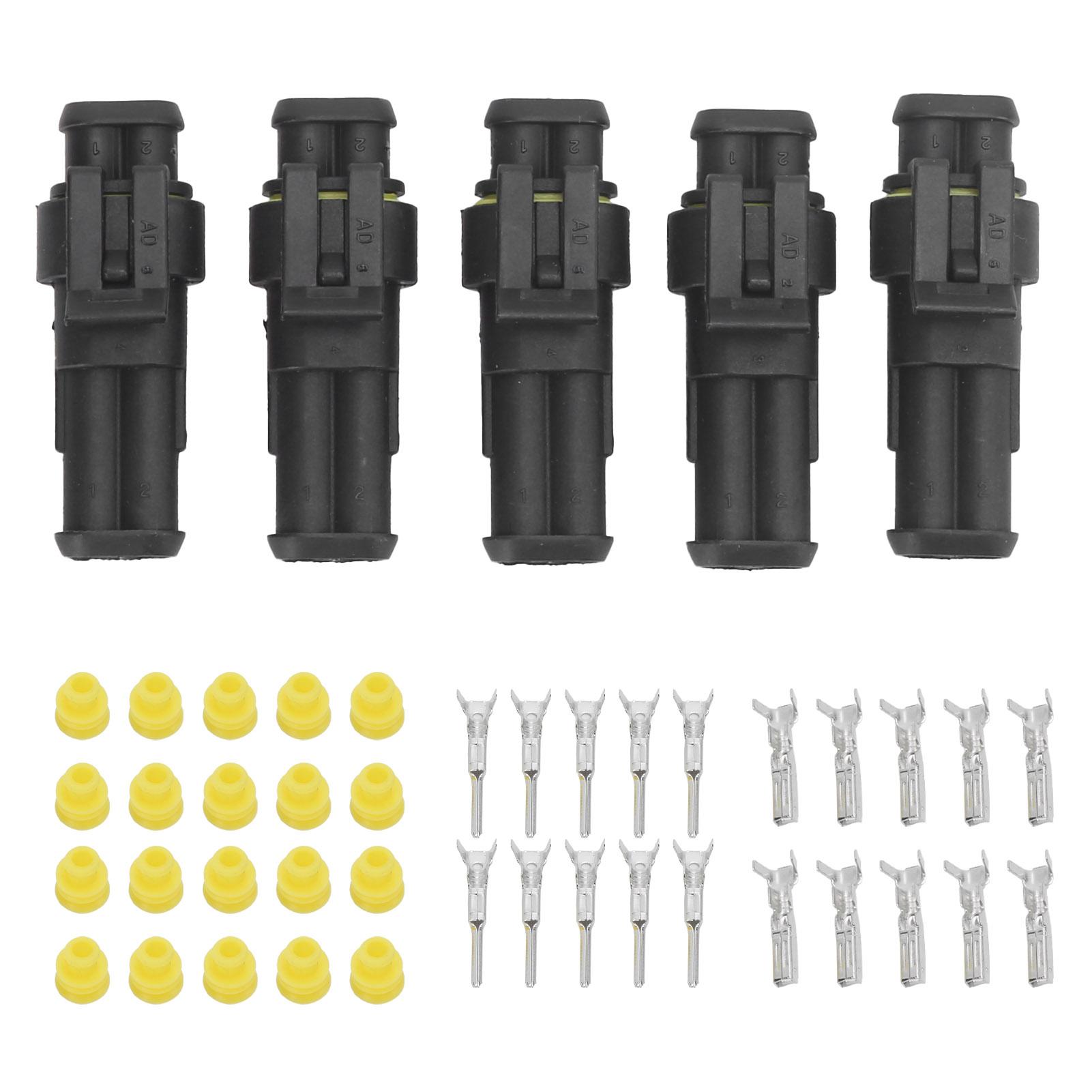 

5pcs 2Pin Electrical Wire Connector SuperSealed IP67 Waterproof for Car Truck Motorcycle Ship
