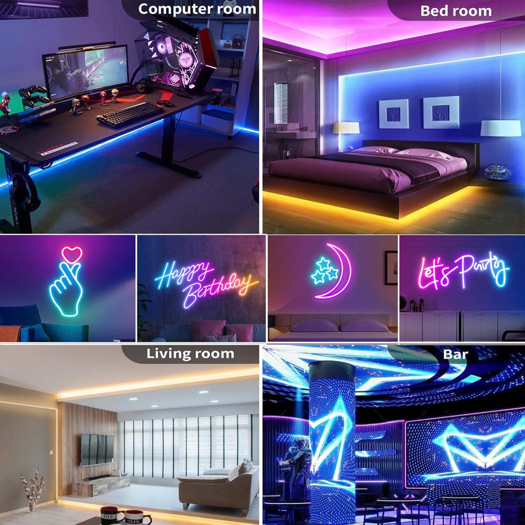 5V USB RGB Neon LED Strip Light Waterproof LED Neon Strip Music Sync With Bluetooth App Remote Control For Home Decor Lighting