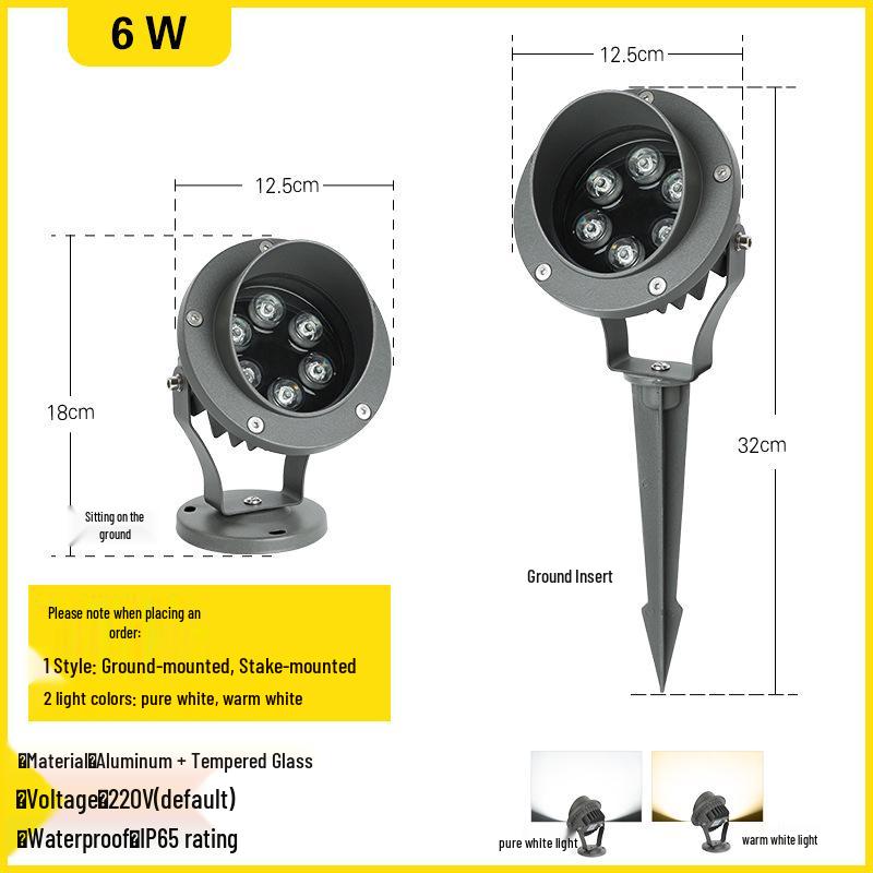 Outdoor Waterproof Tree Spotlight, Garden Floodlight, Landscape Light, Ground Plug Lawn Light