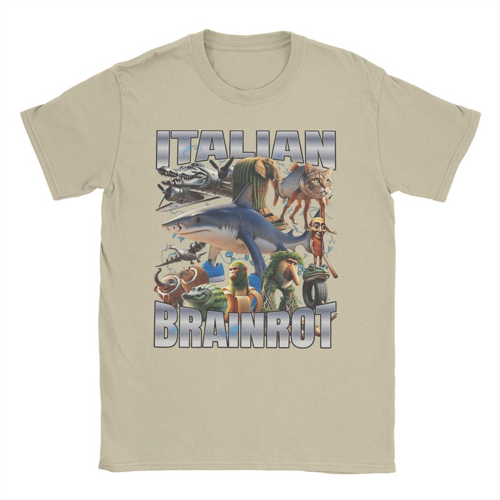 Bombardiro Crocodilo Cotton TShirt For Men Summer Italian Brain Tralalero Tralala Funny T Shirts O Neck Harajuku Tee Shirt