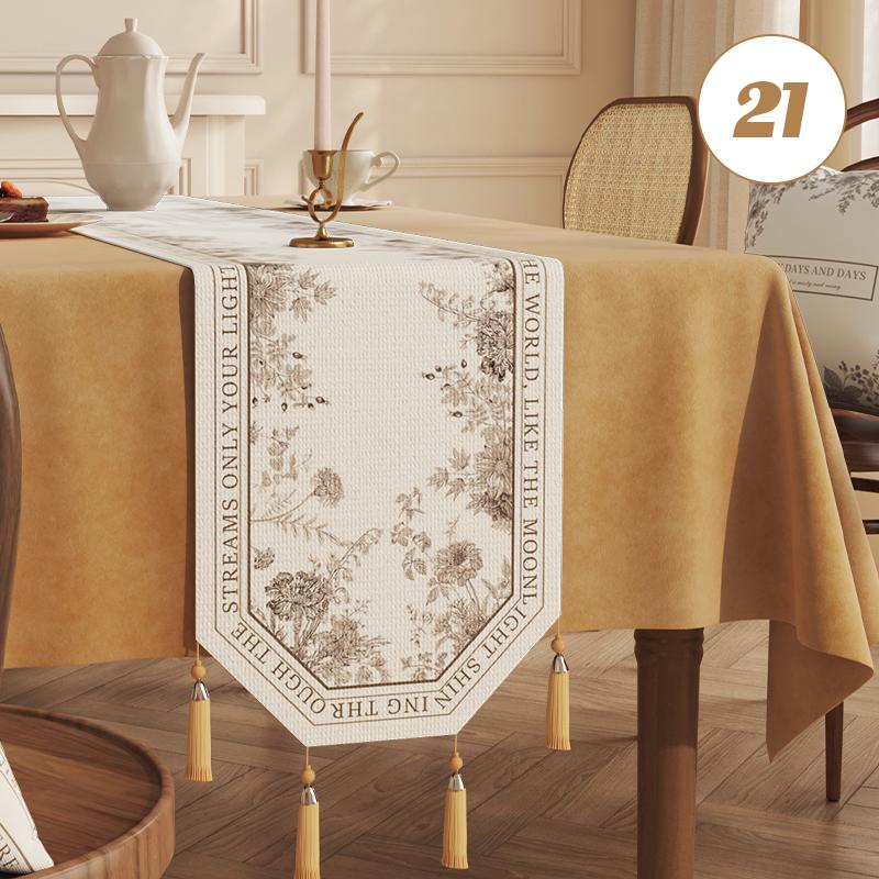 Chinese Traditional Table Runner Cotton And Linen Tea Table Mat Tassel Lace Table Cover Home Decor TV Cabinet Table Runners
