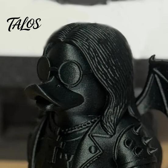 Desktop Duck Decoration 3D Printed Rock Figurine Ornament, Dark Style Stable Base Statue Sculpture, Artistic Gothic Animal for Halloween Home