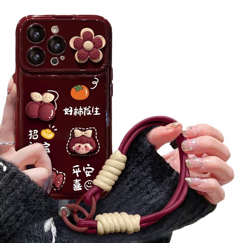 New Year's doll lanyard is suitable for Apple 17promax mobile phone case iphone15 silicone 16 new women's 14 national style