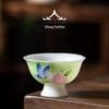 Ice-seed Mutton-fat Jade Porcelain Gongfu Tea Cup: Thin-walled High-grade Ceramic Tea Tasting Bowl.