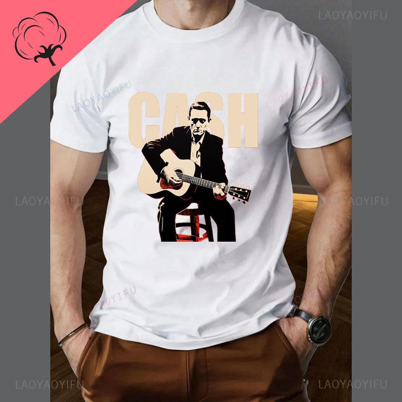 Vintage Johnny Cash Shirt Coutry Music Camisetas Cotton Crewneck Unisex Clothes Print Graphic T Shirts Camisa Classic Legend Tees