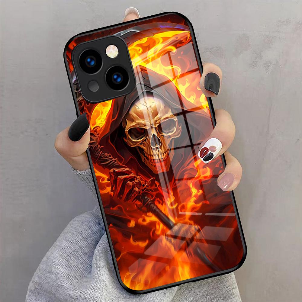 S-Skull S-Skeleton Grim Reaper Phone Case For IPhone 17 Pro Max 16 15 14 Pro Max 13 11 X Xs Xr 8 7Plus Glass Cover