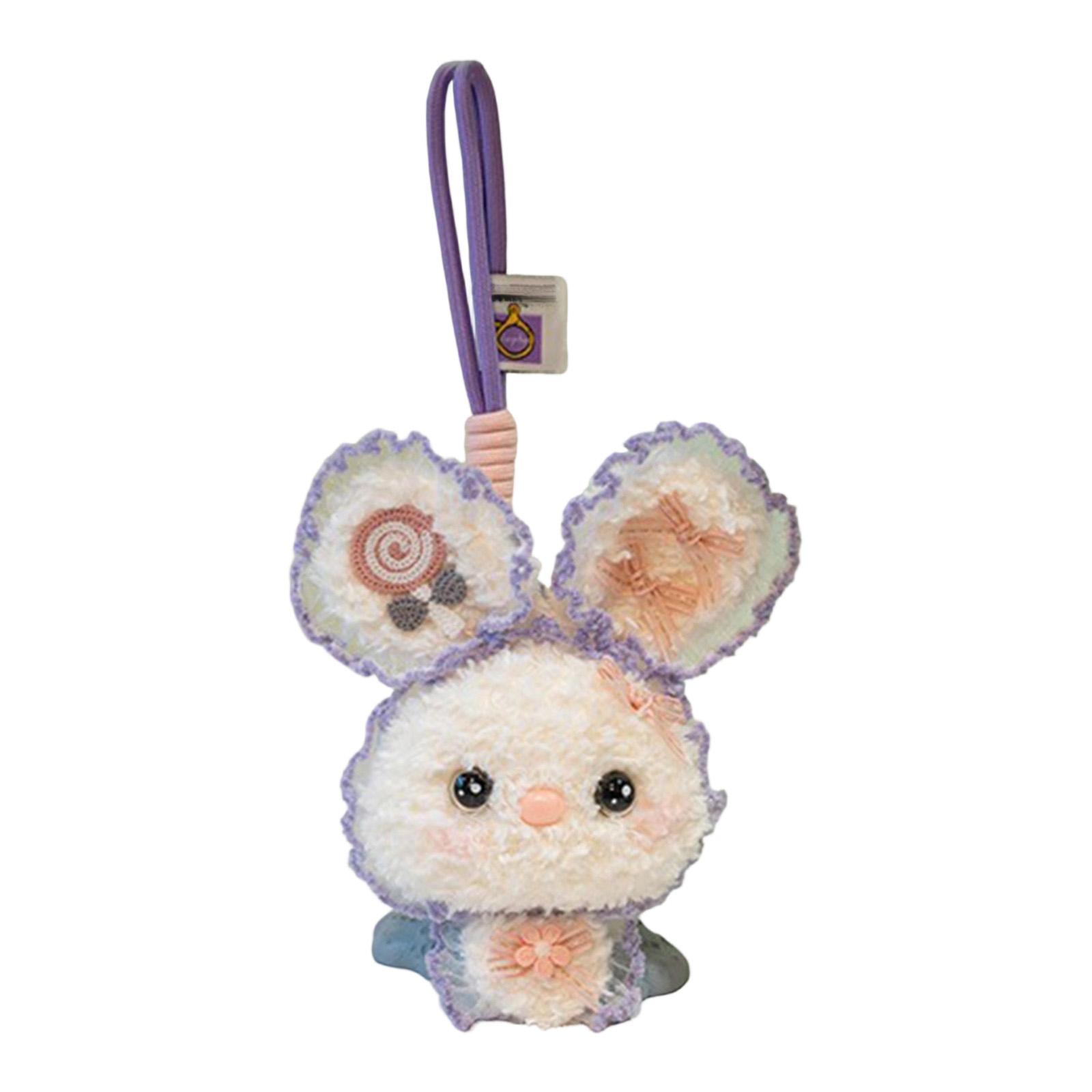 

Cartoon Colorful Pendant Plush Toy Cute Little Doll Bag Keychain Charm One Size фіолетовий