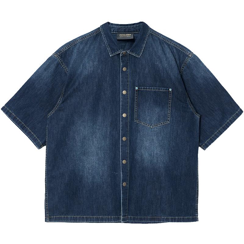 

JACK&JONES Men s Cooling Retro Loose Denim Short Sleeve Shirt XL