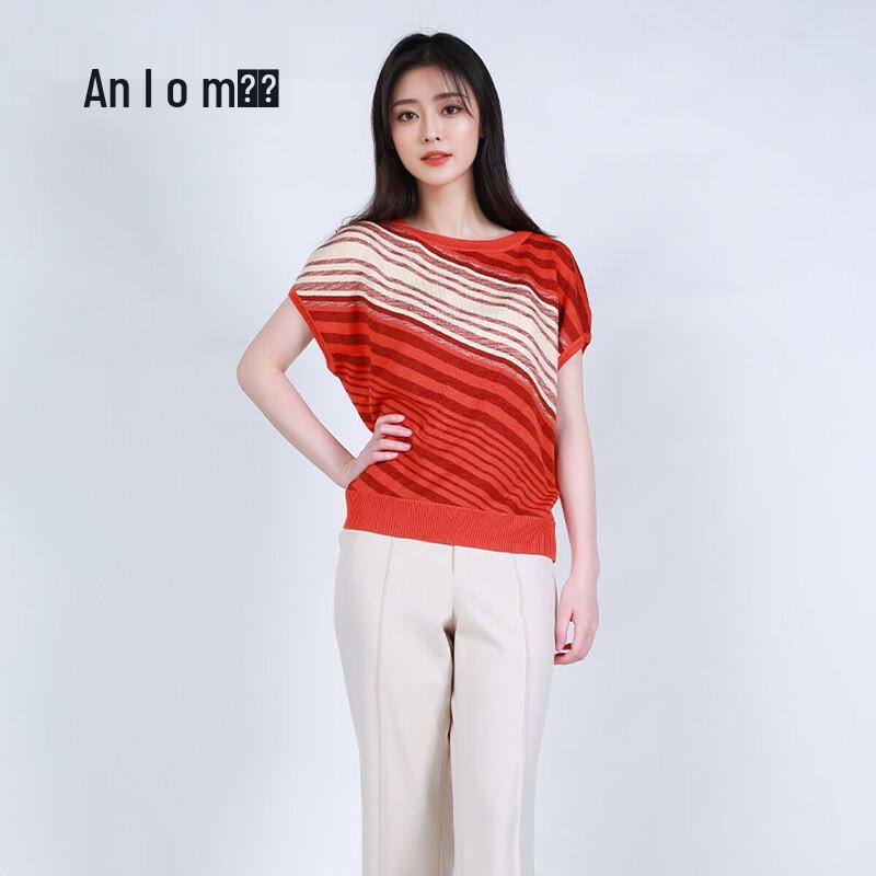 

Женский универсальный вязаный топ с короткими рукавами в полоску Anlom 6XL