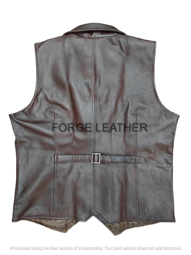 Lammfäll Herrvästkappa Handgjord Läderknapp Brun Westernknapp Mjuk