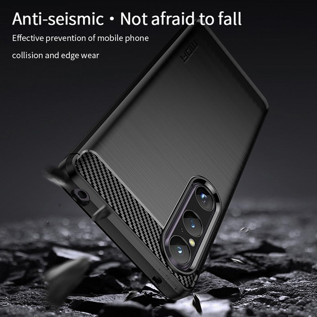 MOFI JK TPU Serie-1 Für Sony Xperia 1 V Kohlefaser Gebürstete Handyhülle Weiche TPU Handy-Rückabdeckung