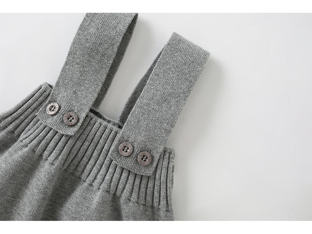 Gestrickte Baumwoll-Baby-Overalls mit offenem Schritt für 0-2 Jahre, Jungen & Mädchen, geeignet für Frühling/Herbst