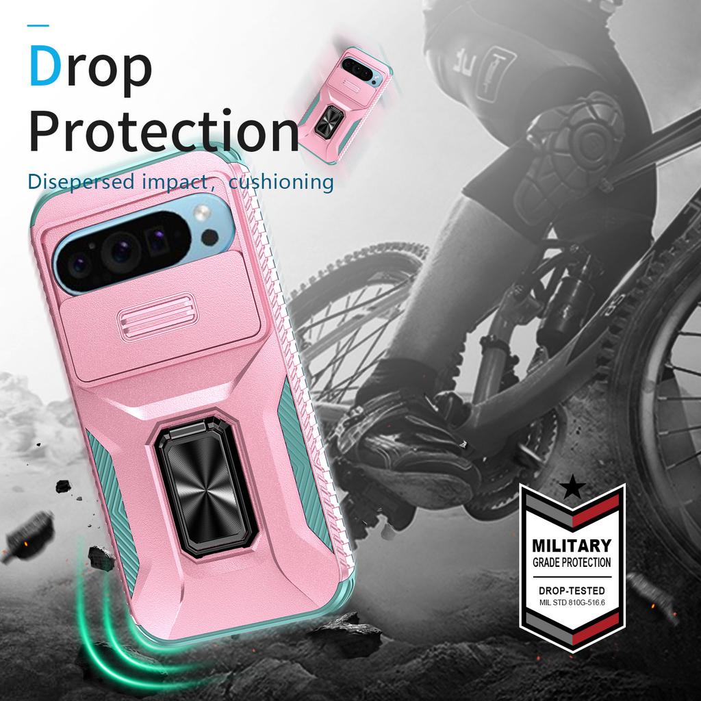 For Google Pixel 9/Pixel 9 Pro Kickstand Case TPU+PC Phone Cover Support Magnetic Car Mount