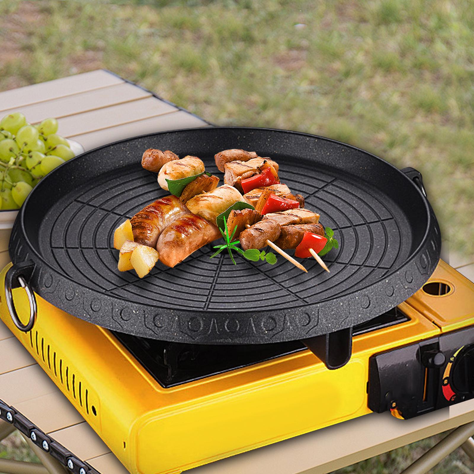 Korean Grilling Pan Portable Multiuse Durable Non-stick Barbecue Tray for Home Barbecue Restaurant Yard Outdoor Camping Travel