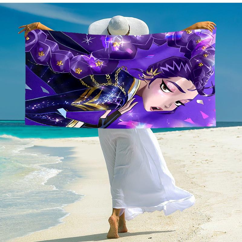 1pc KPop Demon Hunters RUMI3 Beach Towel, Comfortable and Thick, and Swimming/Bath/Picnic/Camping Towel, Suitable for Seaside Beaches