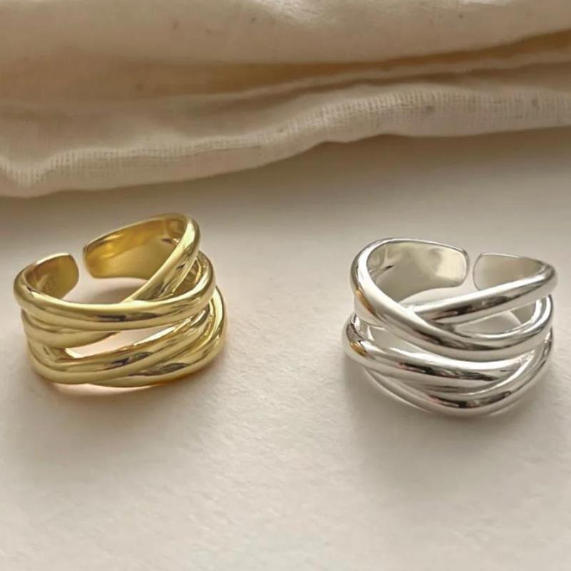 Punk Gold  Color Rings For Women Men Couple Minimalist Handmade Simple Interware Ring Party Jewelry Gifts