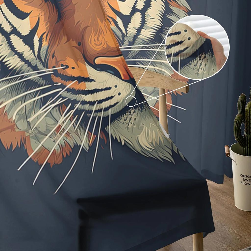 Tiger Headed Animal Sheer Curtains For Living Room Bedroom Tulle Curtain For Kitchen Voile Curtain Blind Panels