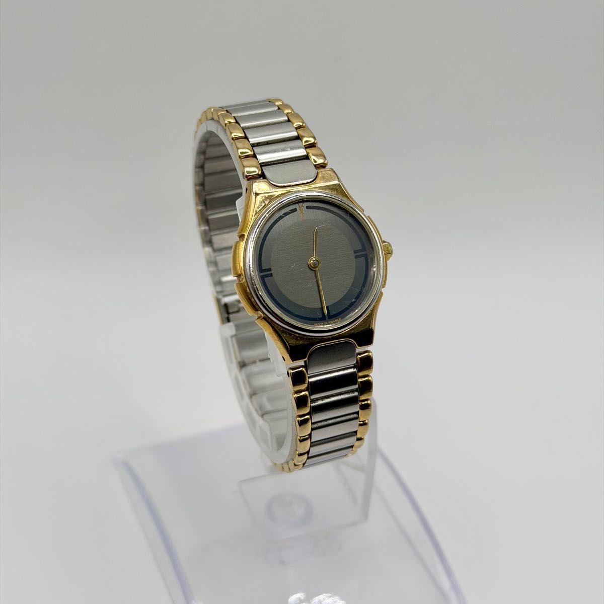 Used YVES SAINT LAURENT Yves Saint Laurent QZ Gray Dial Watch Combi