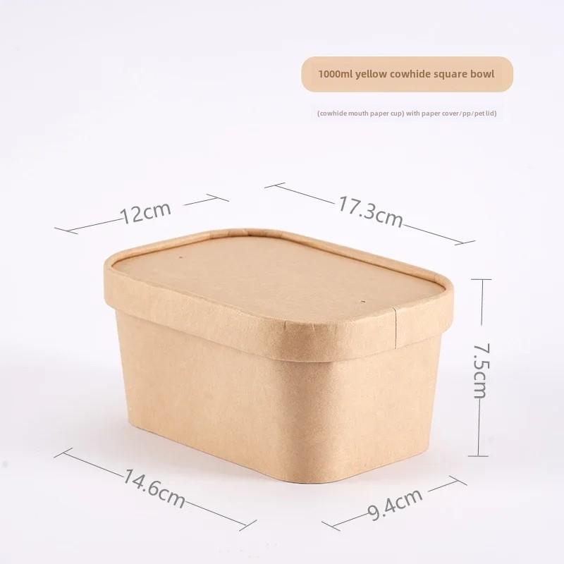 25pcs Food Grade Disposable Kraft Paper Lunch Box Rectangular Takeout Paper Bento Box Light Salad Lunch Box
