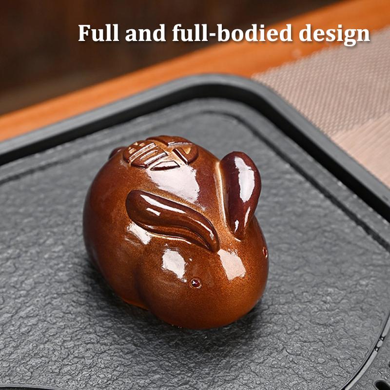 Color Changing Tea Pet White Rabbit Golden Rabbit Tea Table Accessories Color-Changing When Heated, Decoration Ornaments