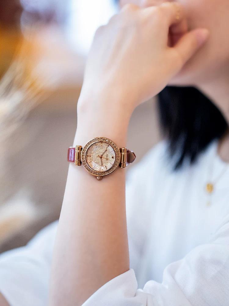 Julius Luminous Six-Pointed Star Rhinestone Fashion Women's Watches