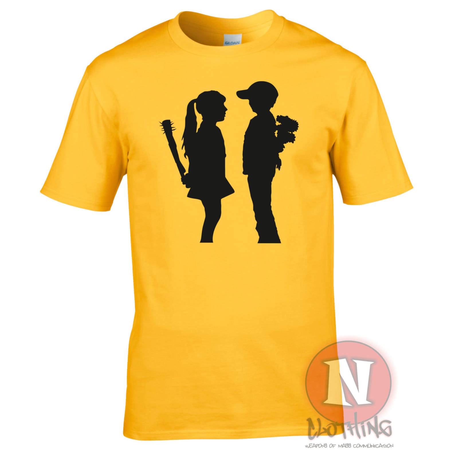 Banksy urban street art boy meets girl T-Shirt - girl goes clubbing! M