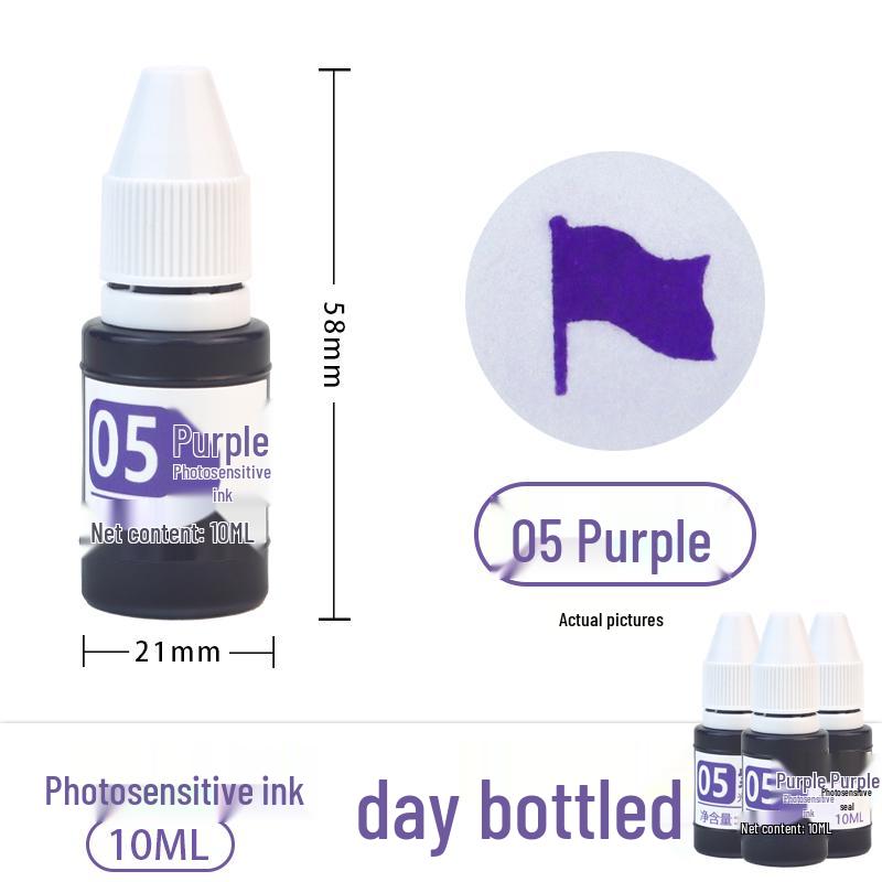 Photosensitive Quick-Dry Stamping Ink - 10ml Red, Black, Blue, Purple Ink for Stamp Pads